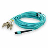 AddOn 15m MPO (Female) to 8xLC (Male) 8-Strand Aqua OM4 OFNP (Plenum-Rated) Fiber Fanout Cable - 100% compatible and guaranteed to work
