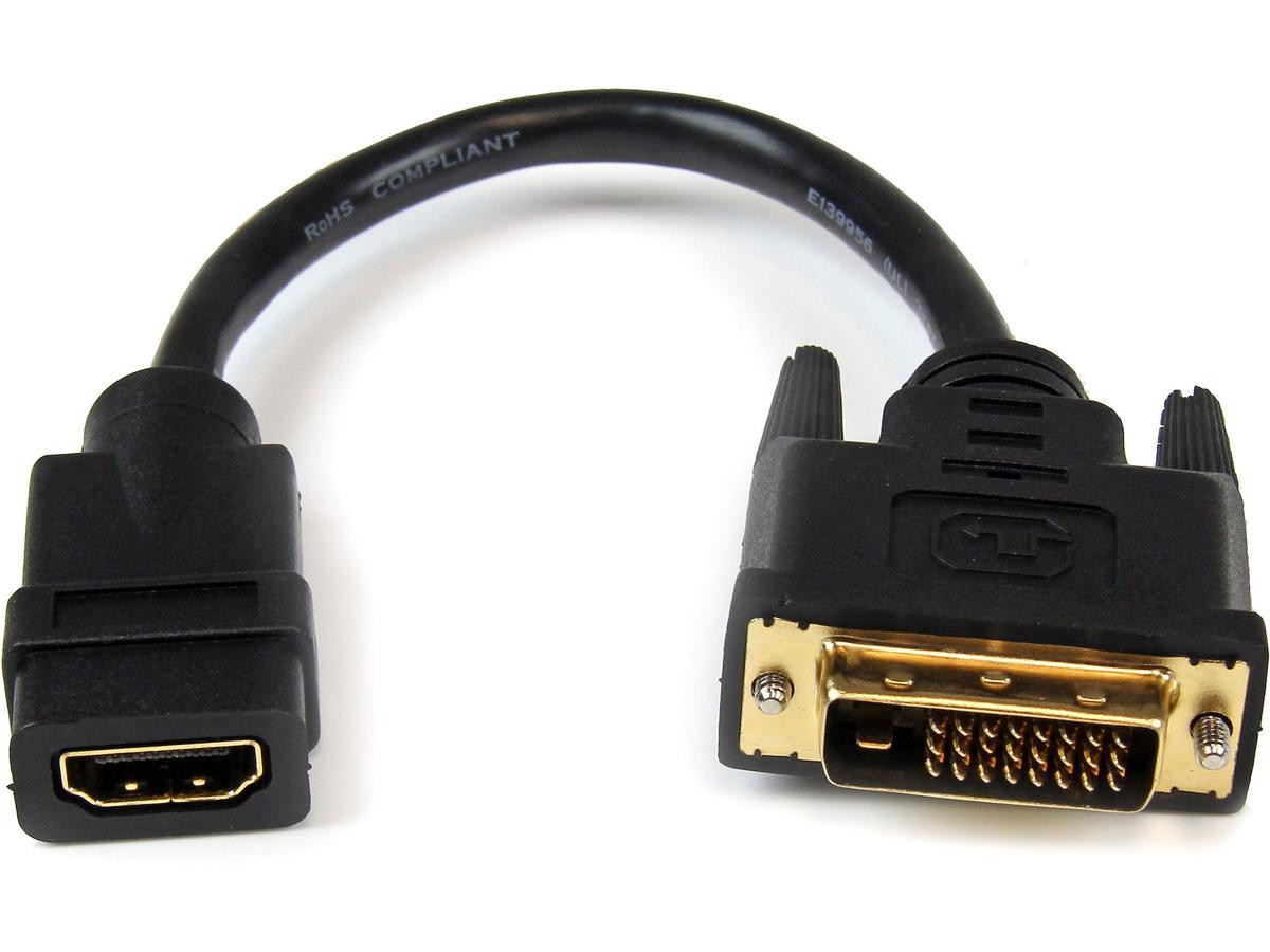 New STA-HDDVIFM8IN StarTech.com 8in HDMI To DVI-D Video Cable Adapter HDMI Female To DVI Male HDMI To DVI Dongle Adapter Cable US