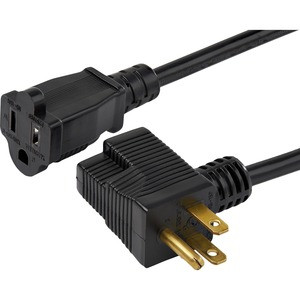 StarTech.com 3ft (1m) Piggyback Power Extension Cord, NEMA 5-15P to 2x NEMA 5-15R Cable, 16 AWG, 125V/15A, Outlet Saver Cord, UL Certified - 3ft piggyback extension cord - 1 to 2 outlet saver power cord reduces wear/tear - Attach bulky adapters to po