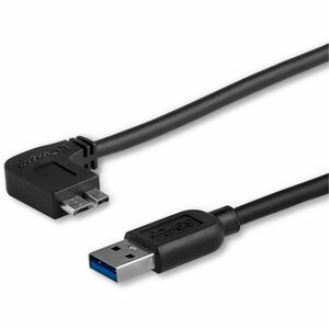 StarTech.com 1m 3 ft Slim Micro USB 3.0 (5Gbps) Cable - M/M - USB 3.0 A to Left-Angle Micro USB - USB 3.2 Gen 1 - Position your USB 3.0 Micro devices with less clutter and according to your configuration needs, with a thin, more flexible cable - 3 ft
