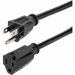 StarTech.com 15ft (4.5m) Heavy Duty Extension Cord, NEMA5-15P to NEMA5-15R Black Extension Cord, 15A 125V, 14AWG, Heavy Gauge Power Cable - 15ft (4.5m) Heavy duty extension cord w/ NEMA 5-15P to NEMA 5-15R connectors; 125V 15A (Max); UL listed compon