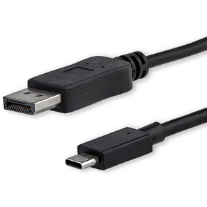 StarTech.com 6ft/1.8m USB C to DisplayPort 1.2 Cable 4K 60Hz - USB Type-C to DP Video Adapter Monitor Cable HBR2 - TB3 Compatible - Black - USB C to DisplayPort 1.2 Cable w/ 4K 60Hz/HBR2/5.1 Audio/HDCP 2.2/1.4 - Integrated video adapter minimizes sig