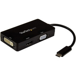 StarTech.com USB-C Multiport Video Adapter - 3-in-1 USB Type-C Video Adapter - USB-C to VGA, DVI, HDMI - 4K 30 Hz - CDPVGDVHDBP - 3-IN-1 USB C Adapter: USB C to VGA Adapter USB C to DVI Adapter or USB-C to HDMI Adapter - 4K USB-C multiport adapter - 
