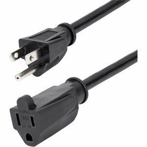 StarTech.com 15ft (4.5m) Power Extension Cord, NEMA5-15R to NEMA5-15P Black Extension Cord, 13A 125V, 16AWG, Computer Power Extension Cable - AC power extension cord 15ft/4.5m 16AWG power supply extension cable NEMA 5-15R to NEMA 5-15P connectors; 12