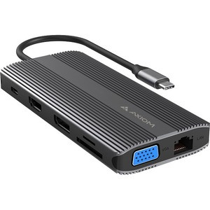 Axiom Docking Station - for Notebook/Workstation - Memory Card Reader - SD, microSD - 100 W - USB Type C - 2 Displays Supported - 4K - 3840 x 2160 - 1 x USB 2.0 - 2 x USB 3.0 - USB Type-C - Network (RJ-45) - 1 x HDMI Ports - HDMI - VGA - 1 x DisplayP