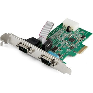 StarTech.com 2-port PCI Express RS232 Serial Adapter Card - PCIe to Dual Serial DB9 RS-232 Controller - 16950 UART - Windows and Linux - 2-port PCI Express RS232 serial controller card 16950 UART/ASIX AX99100 - Bi-directional speeds 921.6Kbps/port | 