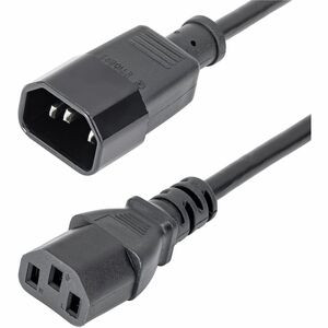StarTech.com 2ft (0.6m) Power Extension Cord, C14 to C13, 10A 125V, 18AWG, Computer Power Cord Extension, Power Supply Extension Cable - AC power cord 2ft (0.6m) 18AWG power supply extension cable IEC 60320 C14 to C13 connectors; 125V at 10A; UL list