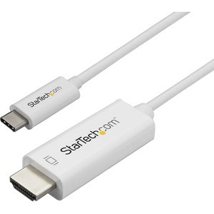 StarTech.com 3ft (1m) USB C to HDMI Cable - 4K 60Hz USB Type C DP Alt Mode to HDMI 2.0 Video Display Adapter Cable - Works w/Thunderbolt 3 - White 3.3ft/1m USB Type C DP Alt Mode HBR2 to HDMI 2.0 Cable 4K 60Hz/1080p | 7.1 Audio | HDCP 2.2/1.4 - Video
