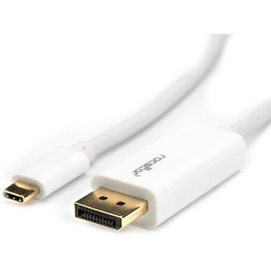 Rocstor Premium 10ft / 3m USB Type C to DisplayPort Cable - USB C to DP Cable - 4K 60Hz - White - DisplayPort/USB for Video Device, Monitor, Workstation, Projector, MacBook, Chromebook, Notebook, Ultrabook, TV - 10ft - 1 Pack - 1 x Type C Male USB - 