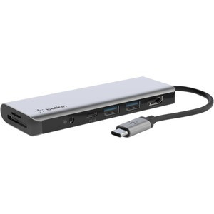 Belkin USB-C 7-in-1 Multiport Adapter, Laptop Docking Station, 2x USB-A 3.1 Gen 2, 4k HDMI 2.0, 100W Power Delivery 3.0 - for Notebook/Tablet/Workstation/Projector/Monitor/Headphone/Microphone - 100 W - USB Type C - 4K - 2 x USB Ports - 2 x USB 3.0 -