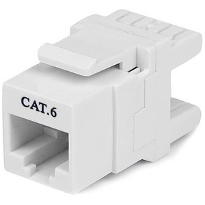 StarTech.com 180° Cat 6 Keystone Jack - RJ45 Ethernet Cat6 Wall Jack White - 110 Type - Terminate Cat6 cables at a 180° angle, for a more compact keystone jack installation - cat6 keystone jack - cat6 keystone - rj45 keystone - ethernet keystone - ca