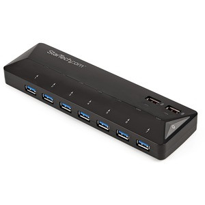 StarTech.com 7-Port USB 3.0 Hub plus Dedicated Charging Ports - 2 x 2.4A Ports - Desktop USB Hub and Fast-Charging Station - Add seven USB 3.0 (5Gbps) ports to your computer plus fast-charge two mobile devices - 7-Port USB 3.0 Hub plus two Dedicated 