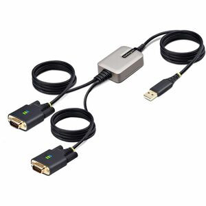 StarTech.com 13ft (4m) 2-Port USB to Serial Adapter Cable, COM Retention, FTDI, DB9 RS232, Changeable DB9 Screws/Nuts, Windows/macOS/Linux - Add two DB9 RS-232 serial ports to a desktop/laptop using a USB-A port; Interchangeable Screws/Nuts; DB9 scre