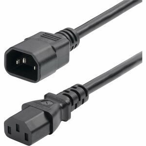 StarTech.com 2ft (60cm) Power Extension Cord, IEC 60320 C14 to C13 PDU Power Cord, 10A 250V, 18AWG, UL Listed Components - 2ft universal power cord with IEC 60320 C14 to C13 connectors; Rated to carry 250V at 10A; UL Listed components; Wire: 100% Cop