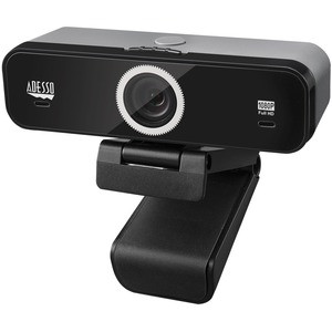Adesso CyberTrack K1 Webcam - 2.1 Megapixel - 30 fps - USB 2.0 - 1920 x 1080 Video - CMOS Sensor - Fixed Focus - 120° Angle - Microphone - Monitor, Notebook, TV - Windows 10