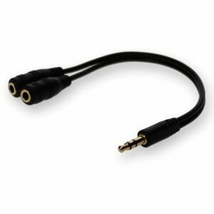 3.5mm Audio Input Male to 2x3.5mm Audio Output Female Black Adapter - 100% compatible and guaranteed to work