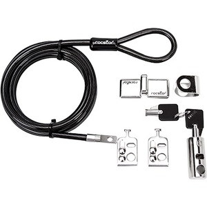 Rocstor Rocbolt Desktop and Peripherals Security Locking Kit with 8' Cable and Key Lock - (2) Keys - 8 ft (2.5m) - SECURITY CABLE INCLUDES 2 KEYS - Resettable - Galvanized Steel, Zinc Alloy - 8 ft - For Desktop Computer, Chromebook, Notebook, Monitor