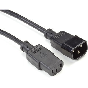 Black Box Extension Power Cord, IEC C13 to IEC C14, 2-ft. (0.6-m) - 120 V AC / 10 A - Black - 2 ft Cord Length - IEC 60320 C13 / IEC 60320 C14
