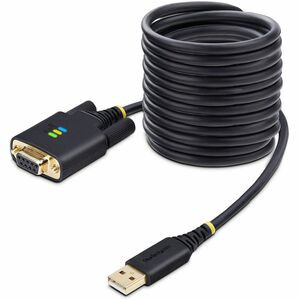 StarTech.com 10ft (3m) USB to Null Modem Serial Adapter Cable, COM Retention, FTDI, RS232, Changeable DB9 Screws/Nuts, Windows/macOS/Linux - Add a DB9 RS-232 null modem serial port to a desktop/laptop using a USB-A port; Changeable DB9 Screws/Nuts; S