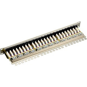 Black Box CAT6 Shielded Patch Panel - 1U, 24-Port - 24 Port(s) - 24 x RJ-45 - 1U High - 19" Wide - Rack-mountable - TAA Compliant
