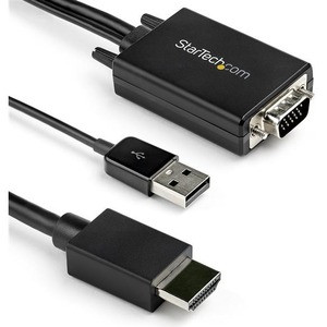 StarTech.com 2m VGA to HDMI Converter Cable with USB Audio Support - 1080p Analog to Digital Video Adapter Cable - Male VGA to Male HDMI - VGA to HDMI converter cable to connect any VGA device to any HDMI display - Integrated analog to digital video 