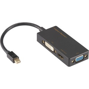 SIIG Mini DisplayPort to 4K HDMI/DVI/VGA 3-in-1 Adapter - 5.91" DVI-D/HDMI/Mini DisplayPort/VGA A/V Cable for Projector, Monitor, Notebook - First End: 1 x 20-pin Mini DisplayPort Digital Audio/Video - Male - Second End: 1 x 19-pin HDMI Digital Audio