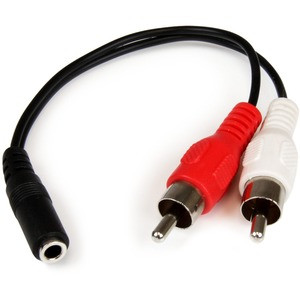StarTech.com 6in Stereo Audio Cable - 3.5mm Female to 2x RCA Male - Connect your computer or audio device (iPod, MP3 Player, etc.) to a stereo with standard RCA cables - 3.5mm Stereo Female to 2x RCA Male Adapter - 3.5mm to RCA Audio Cable Splitter -
