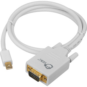 SIIG 3ft Mini DisplayPort to VGA Converter Cable (mDP to VGA) - 3 ft Mini DisplayPort/VGA Video Cable for Video Device, TV, Monitor, Notebook - First End: 1 x 20-pin Mini DisplayPort 1.1a Digital Audio/Video - Male - Second End: 1 x 15-pin HD-15 - Fe