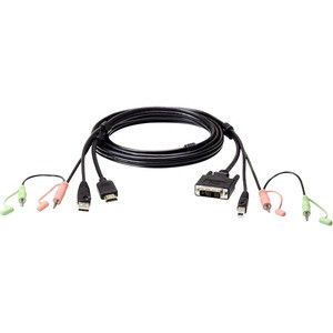ATEN 1.8M USB HDMI to DVI-D KVM Cable with Audio - 5.91 ft DVI-D/HDMI/Mini-phone/USB KVM Cable for KVM Switch, Audio/Video Device - First End: 1 x HDMI Digital Audio/Video - Male, 1 x USB Type A - Male, 2 x Mini-phone Stereo Audio - Male - Second End