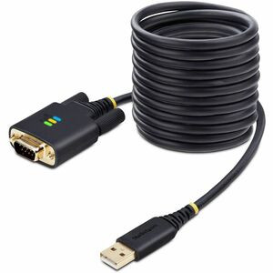 StarTech.com 10ft (3m) USB to Serial Adapter Cable, COM Retention, FTDI, DB9 RS232, Interchangeable DB9 Screws/Nuts, Windows/macOS/Linux - Add a DB9 RS-232 serial port to a desktop/laptop using a USB-A port; Interchangeable Screws/Nuts; DB9 screws pr