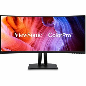 ViewSonic ColorPro VP3456a - 34" 21:9 Curved UWQHD Monitor with 75Hz, FreeSync, 100W USB C, RJ45, sRGB - 400 cd/m² - ViewSonic VP3456A 34 Inch UltraWide QHD 1440p Curved Monitor with 100W USB C, Ethernet RJ45, HDMI, DisplayPort, USB Hub, 100% sRGB RE