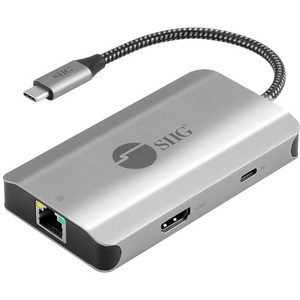 SIIG USB-C to HDMI with LAN Hub & PD 100W Adapter - Adds one HDMI 4K@30Hz - two USB-A 5Gbps ports and one Gigabit Ethernet through one USB-C connection to your USB enabled system and supports PD pass-through up to 100W input & 85W charging for source
