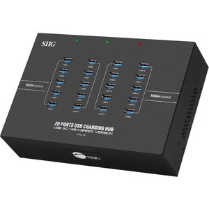 SIIG 20-Port Industrial USB 3.0 Hub with Charging - 200W - USB 3.0 Type B - External 20 USB 5Gbps Type-A Port(s) - 20 USB 3.0 Port (s) - Support Fast Charging up to 5V/2.1A per ports - Fast charging standard SDP/CDP DCP - Data & Charging Sync - Suppo
