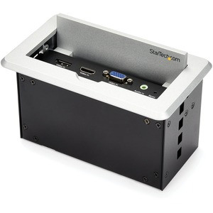 StarTech.com Conference Table Connectivity Box for A/V - USB Charging - LAN - HDMI / VGA / DisplayPort Inputs - HDMI Output - 4K - Conference Table Connectivity Box installs in table - Conference table pop up box shares HDMI VGA or DP laptop to your 