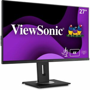 ViewSonic VG2756-4K 27 Inch IPS 4K Docking Monitor with Integrated USB C 3.2, RJ45, HDMI, Display Port and 40 Degree Tilt Ergonomics for Home and Office - Ergonomic VG2756-4K - 4K UHD IPS Monitor with Built-In Docking, USB-C, RJ45, 40 Degree Tilt - 3