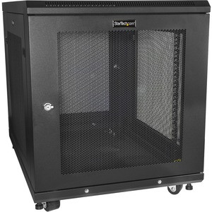 StarTech.com 12U 19" Server Rack Cabinet 4 Post Adjustable Depth 2-30" w/Casters/Cable Management/1U Shelf, Locking Doors and Side Panels - 4 Post 12U 19in server rack cabinet w/casters/levelling feet - Mobile/Rolling/Locking EIA/ECA-310-E IT/Data/Ne