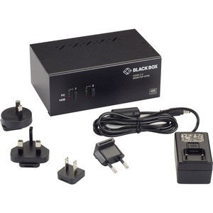 Black Box KVM Switch - 2-Port, Dual-Monitor, HDMI 2.0, 4K 60Hz, USB 3.0 Hub, Audio - 2 Computer(s) - 1 Local User(s) - 3840 x 2160 - 6 x USB - 6 x HDMI - TAA Compliant