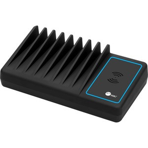 SIIG 10-Port USB-A/C & Wireless Charging Station With Ambient Light Deck - Allows you to power and charge up to 9 USB-A & 1 USB-C devices and Wireless charging enabled phone simultaneously - total Charging output 90W - USB-A port up to 2.4A charging 