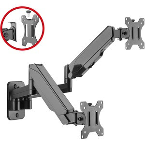 SIIG High Premium Aluminum Gas Spring Wall Mount - Dual Monitor 17" to 32" - Detachable & Rotatable VESA Plate 75x75mm / 100x100mm - weight up to 17.6 lbs each - The adjustable tension of the Gas Shock holds your monitor at the right height without s