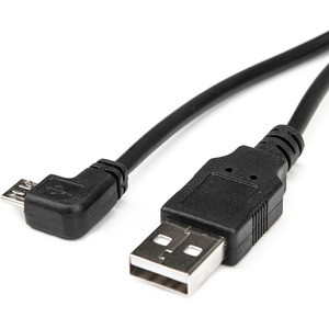 Rocstor Premium 1 ft Micro USB Cable - A to Right Angled Micro B - USB Type A Male - Micro USB Type B Male - 1ft - Black USB Cable - 1 ft USB Data Transfer Cable for Digital Camera, Smartphone, PDA, Tablet PC, GPS - First End: USB Type A - Male - Sec