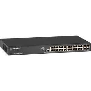 Black Box LPB3000 Ethernet Switch - 24 Ports - Manageable - Gigabit Ethernet, 10 Gigabit Ethernet - 10/100/1000Base-T, 10GBase-X - TAA Compliant - 2 Layer Supported - Modular - 370 W PoE Budget - Optical Fiber, Twisted Pair - PoE Ports - Desktop - 1 