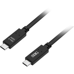 SIIG USB 3.1 Type-C Gen 2 Cable 100W - 1M - 3.28 ft USB Data Transfer Cable for Power Adapter, Desktop Computer, Notebook, Tablet, Smartphone - First End: 1 x 24-pin USB 3.1 Type C - Male - Second End: 1 x 24-pin USB 3.1 Type C - Male - 10 Gbit/s - N