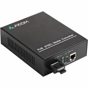Axiom Transceiver/Media Converter - Network (RJ-45) - 1x PoE+ (RJ-45) Ports - 1 x LC Ports - Single-mode - 1310 nm Fiber - Gigabit Ethernet - 10/100/1000Base-TX, 1000Base-LX - 6.21 Mile - AC/DC