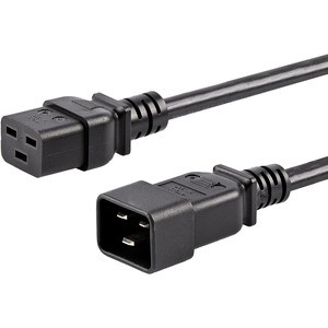 StarTech.com 10ft (3m) Heavy Duty Extension Cord, IEC C19 to IEC C20 Black Extension Cord, 15A 250V, 14AWG, Heavy Gauge Power Cable - 10ft (3m) Heavy duty extension cord w/ IEC 60320 C19 to C20 connectors; 250V at 15A (Max); UL listed (UL62 & UL817);