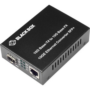 Black Box 10GBASE-TX to 10GBASE-FX Media Converter - 1 x Network (RJ-45) - Single-mode, Multi-mode - 10 Gigabit Ethernet - 10GBase-T, 10GBase-FX - 328 ft - 1 x Expansion Slots - SFP+ - 1 x SFP+ Slots - AC Adapter - Standalone