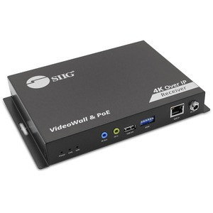 SIIG 4K 60Hz 18Gbps HDMI over IP Matrix - Decoder (RX) 394ft TAA Compliant - Receives 4K@60Hz HDMI signal up to 394Ft (120m) over a single Cat6/7 cable - DIP Switch - AV Over IP - PoE - One-to-One / One-to-Many / N to M Multi-casting - 5x5 Video Wall