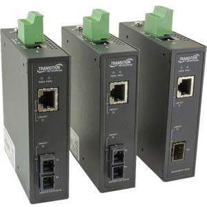 Transition Networks Unmanaged Hardened Gigabit Ethernet Media Converter - 1 x Network (RJ-45) - Gigabit Ethernet - 1000Base-X, 10/100/1000Base-T - 328.08 ft - 1 x Expansion Slots - SFP (mini-GBIC) - 1 x SFP Slots - Power Supply - Rail-mountable