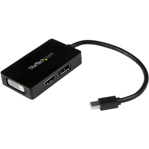 StarTech.com Travel A/V adapter - 3-in-1 Mini DisplayPort to DisplayPort DVI or HDMI converter - Connect your mini DisplayPort Device to a DisplayPort, HDMIor DVI Display, with this Compact, All-in-One Adapter - mini displayport to displayport adapte
