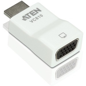 ATEN VC810 HDMI-to-VGA Converter - 1 Pack - 1 x HDMI (Type A) Digital Audio/Video Male - 1 x 15-pin HD-15 VGA Female - 1920 x 1200 Supported - White