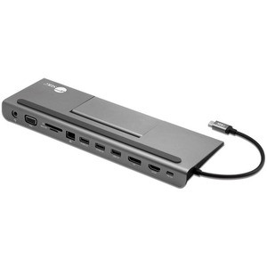 SIIG Aluminum USB-C MST Video Docking Station with 100W PD - Triple Display All-in-One Docking Station With Laptop Stand Function - DP Alt Mode - USB C Docking Station Triple Monitor HDMI/DP/VGA - Single 4K/Dual 1080p/Triple 720p for Laptop/Notebook/